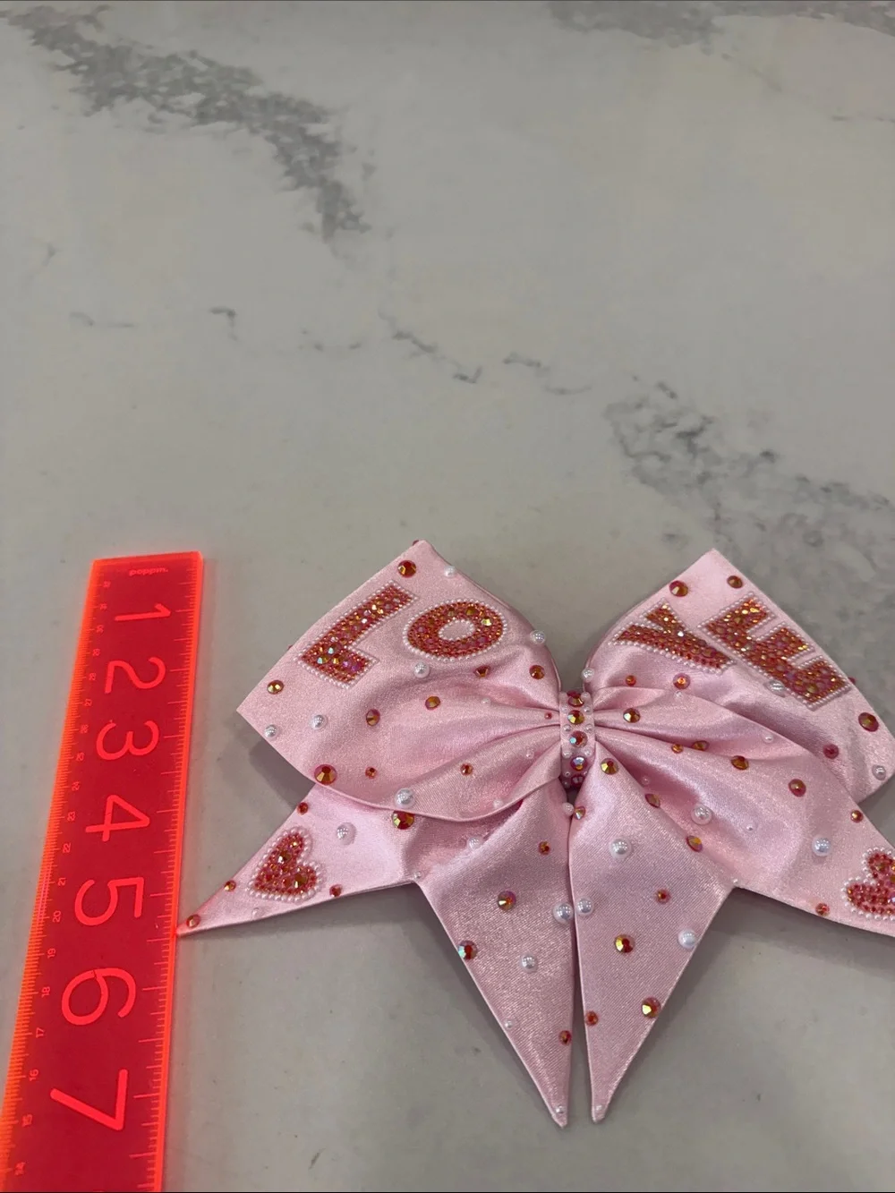 Pink Bows of London Cheer Bow with 'LOVE' Rhinestones